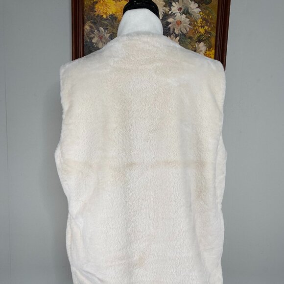 Guess Marie Faux Fur Reversible Vest Women's Large Dove White Casual NWT - Picture 3 of 12
